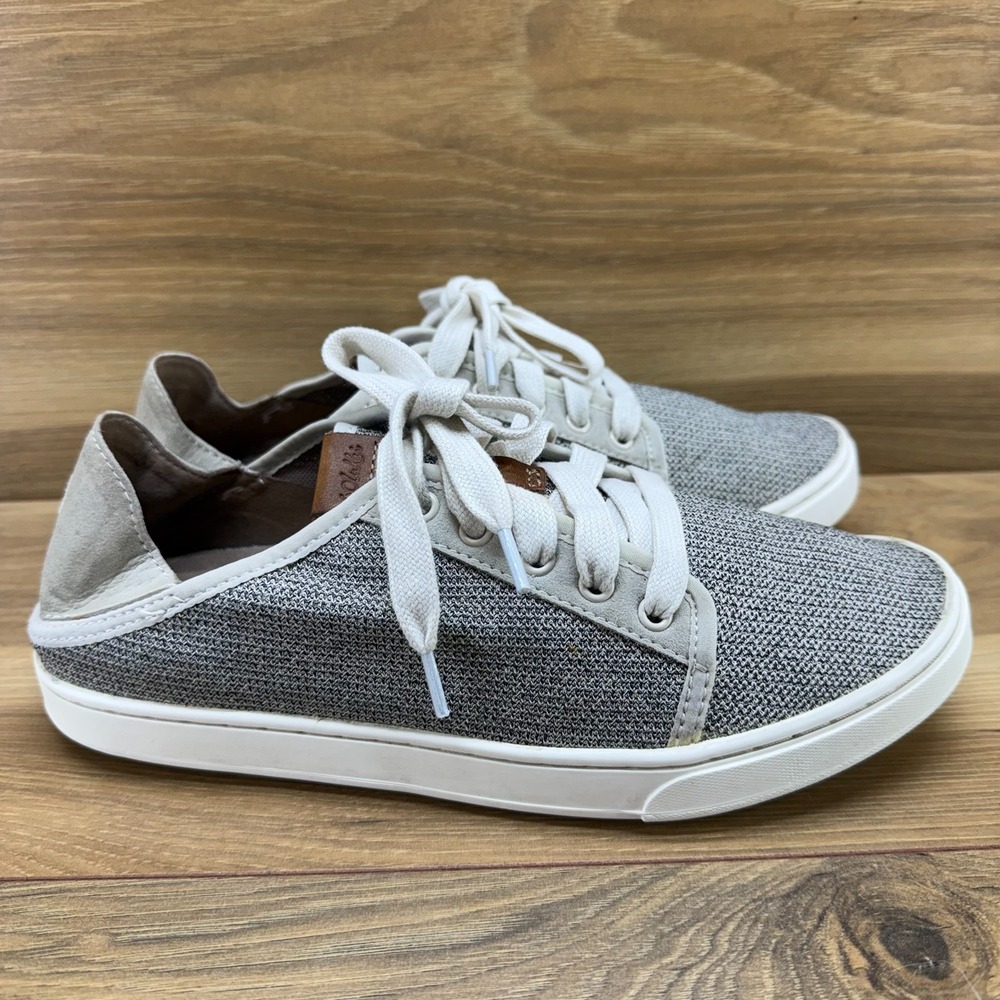 Olukai Pehuea Li Casual Mesh Sneaker Womens 8.5 Lace Up Gray Casual Walking